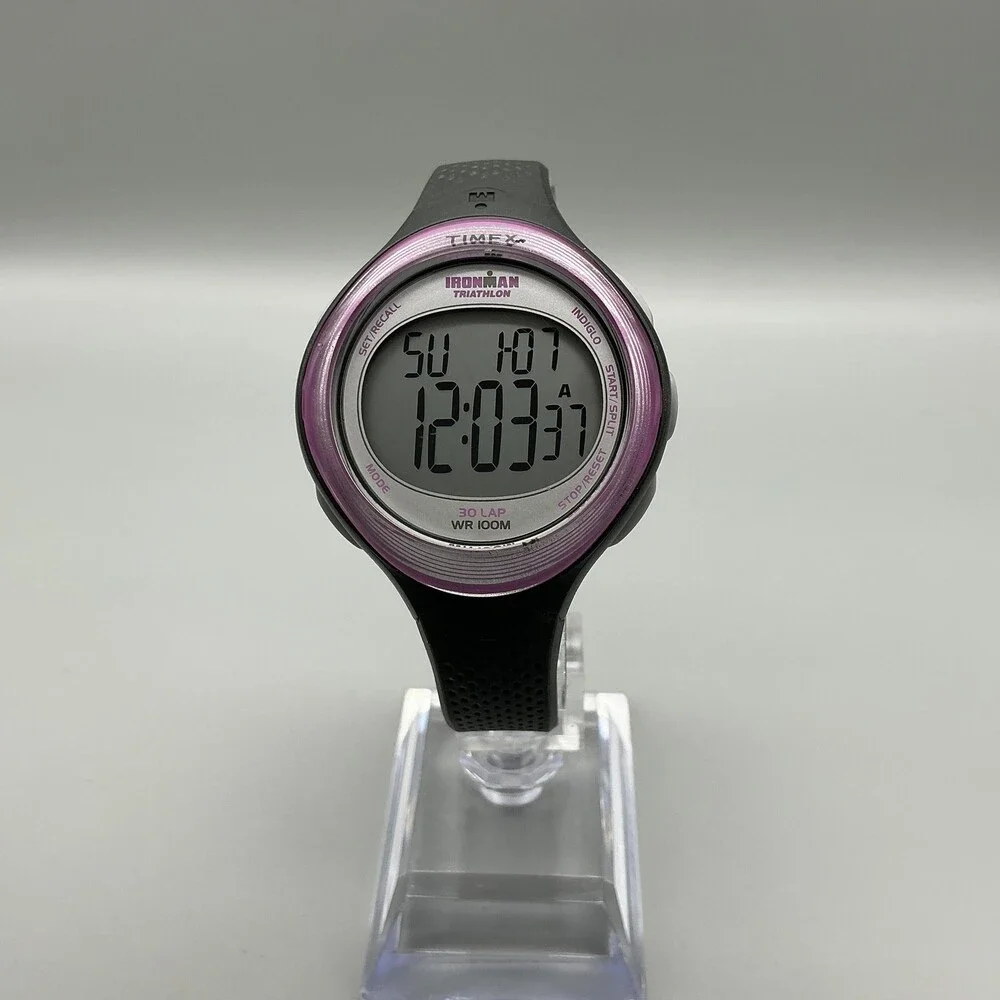 Timex Ironman Triathlon T5K600 Womens Watch 38mm Digital Black Pink New Battery